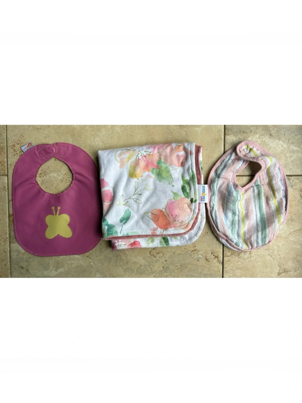aden + anais Pink Butterfly Bib and Floral Muslin Set